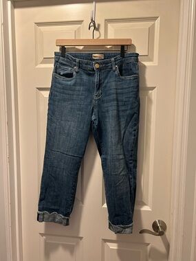 Kut from the Kloth Dark Blue Boyfriend Jeans with Cuffed Hem